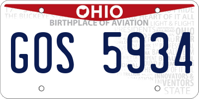 OH license plate GOS5934