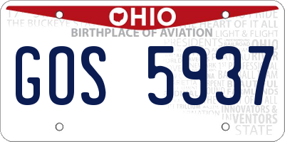OH license plate GOS5937