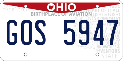 OH license plate GOS5947