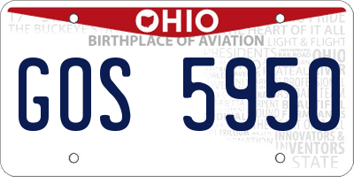 OH license plate GOS5950