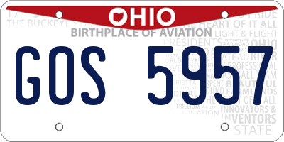 OH license plate GOS5957