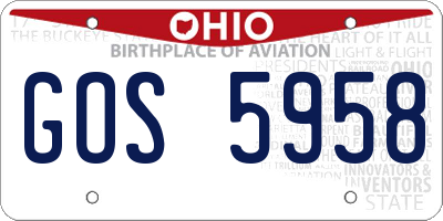 OH license plate GOS5958