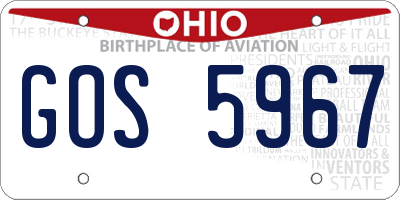 OH license plate GOS5967