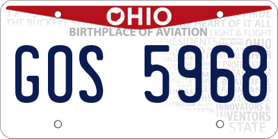 OH license plate GOS5968