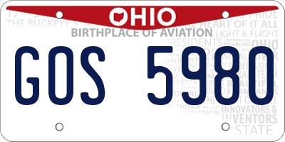 OH license plate GOS5980