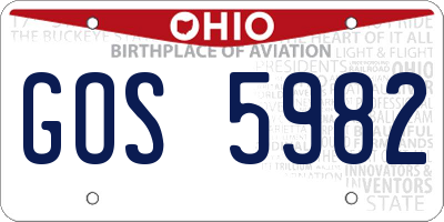 OH license plate GOS5982