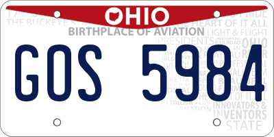 OH license plate GOS5984