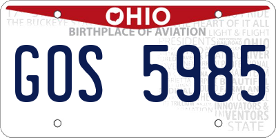 OH license plate GOS5985