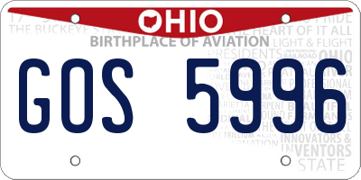 OH license plate GOS5996