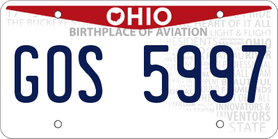 OH license plate GOS5997