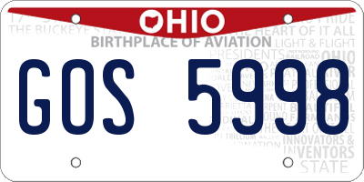 OH license plate GOS5998