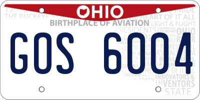OH license plate GOS6004