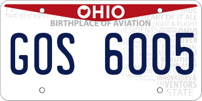 OH license plate GOS6005