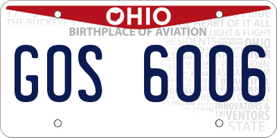 OH license plate GOS6006