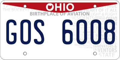 OH license plate GOS6008