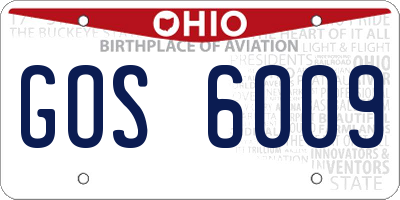 OH license plate GOS6009