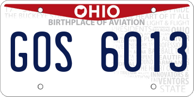 OH license plate GOS6013