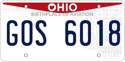 OH license plate GOS6018