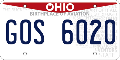 OH license plate GOS6020