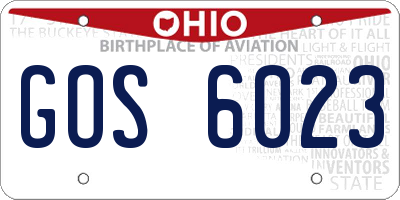 OH license plate GOS6023