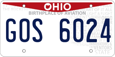 OH license plate GOS6024