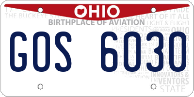 OH license plate GOS6030