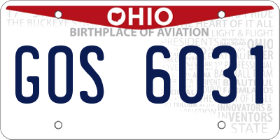 OH license plate GOS6031