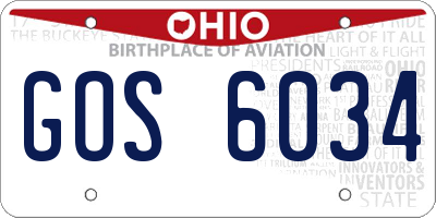OH license plate GOS6034