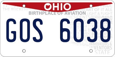 OH license plate GOS6038