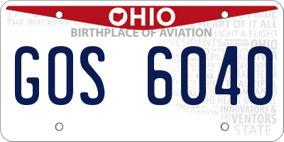 OH license plate GOS6040
