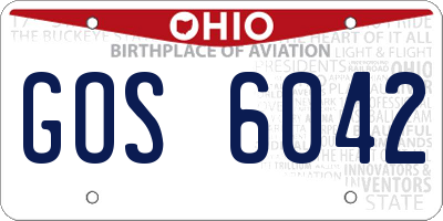 OH license plate GOS6042