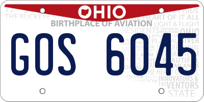 OH license plate GOS6045