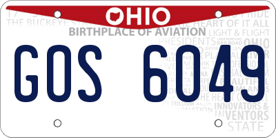 OH license plate GOS6049