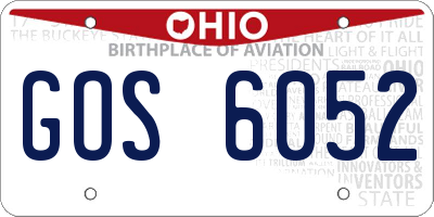 OH license plate GOS6052