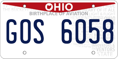 OH license plate GOS6058