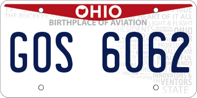 OH license plate GOS6062