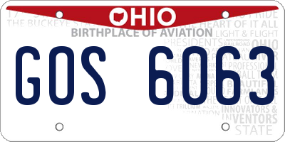 OH license plate GOS6063