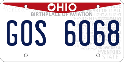OH license plate GOS6068