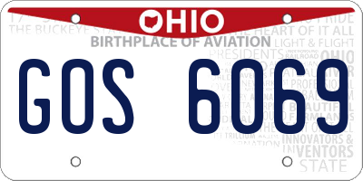 OH license plate GOS6069
