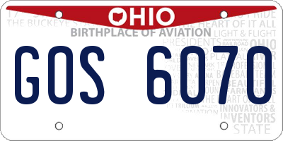 OH license plate GOS6070