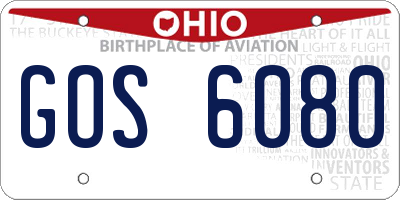 OH license plate GOS6080