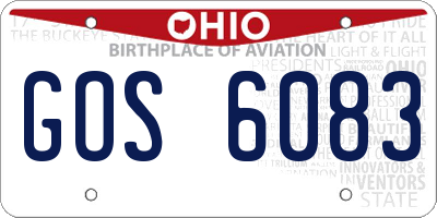 OH license plate GOS6083