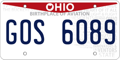 OH license plate GOS6089