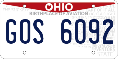 OH license plate GOS6092