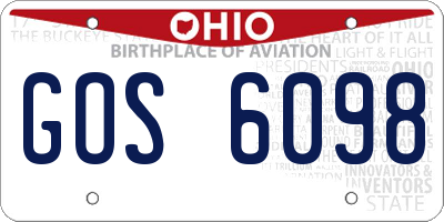 OH license plate GOS6098