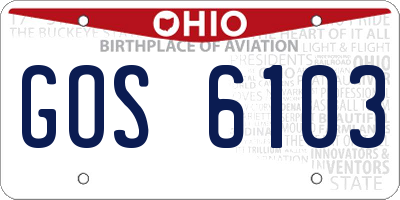 OH license plate GOS6103