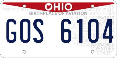 OH license plate GOS6104