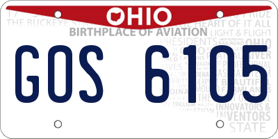 OH license plate GOS6105