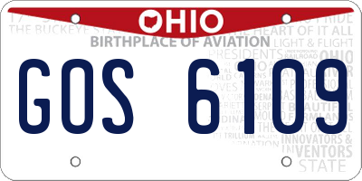 OH license plate GOS6109