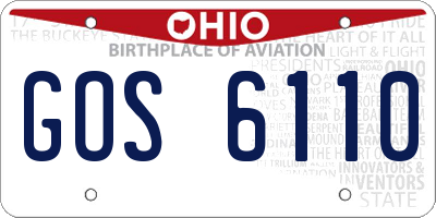 OH license plate GOS6110